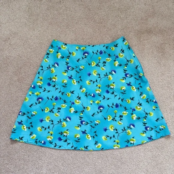 Vintage Kathie Lee Collection Mini Skirt Blue & Green Floral Y2K mini skirt - Picture 4 of 5